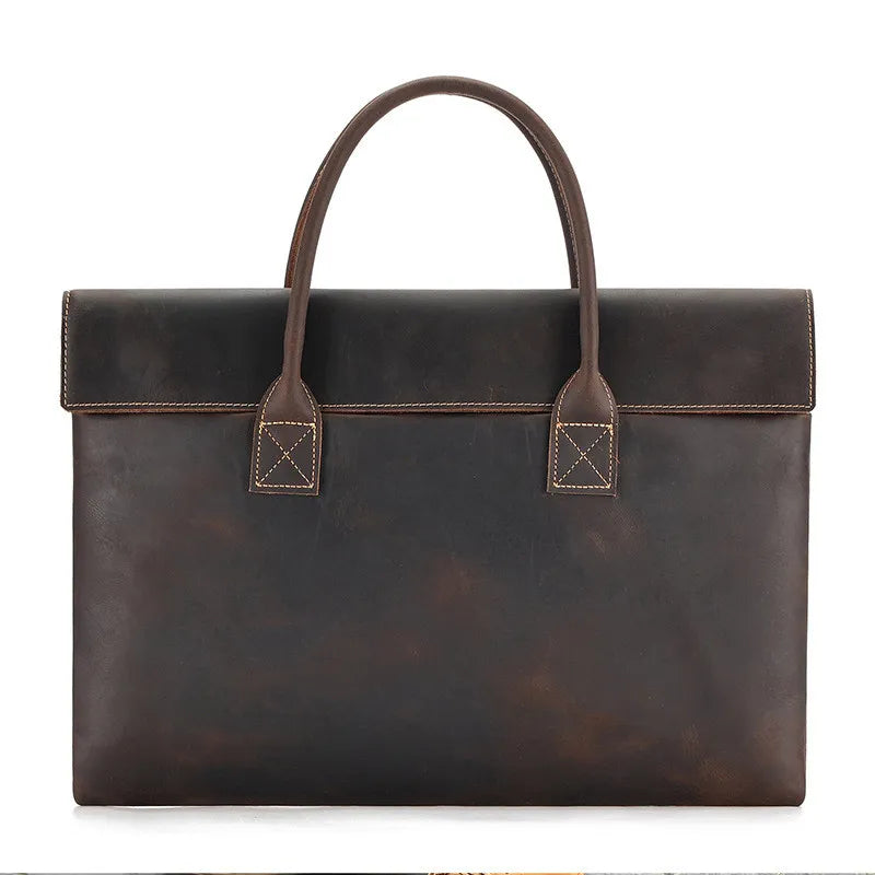 Laptoptasche aus Echtleder ⎜ Stilvolle Aktentasche mit elegantem Design und praktischen Tragegriffen