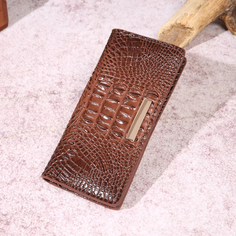 Clutch für Damen ⎜ Elegante Geldbörse im Krokodil-Design aus hochwertigem Kunstleder