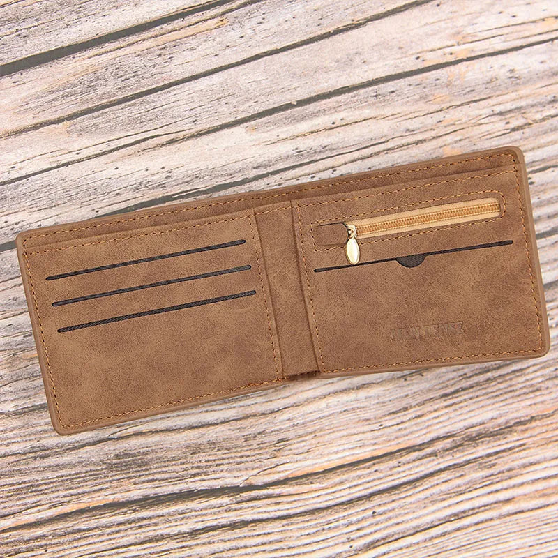 Herren Geldbörse aus Vintage-Leder ⎜ Schlanke Brieftasche mit Kartenfächern und Reißverschlussfach