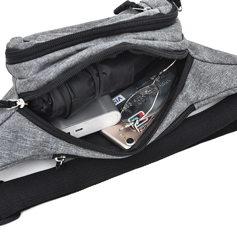 Bauchtasche für Damen und Herren ⎜ Leichte Umhängetasche aus Oxford-Gewebe mit mehreren Reißverschlussfächern