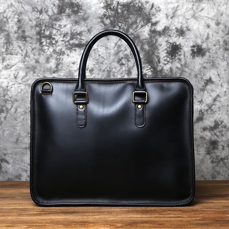 Laptoptasche aus Echtleder für Herren ⎜ Elegante Aktentasche mit robustem Design und praktischen Tragegriffen