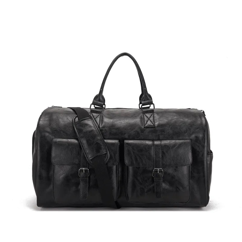 Reisetasche aus PU-Leder ⎜ Praktisches Design mit großer Kapazität und mehreren Außentaschen