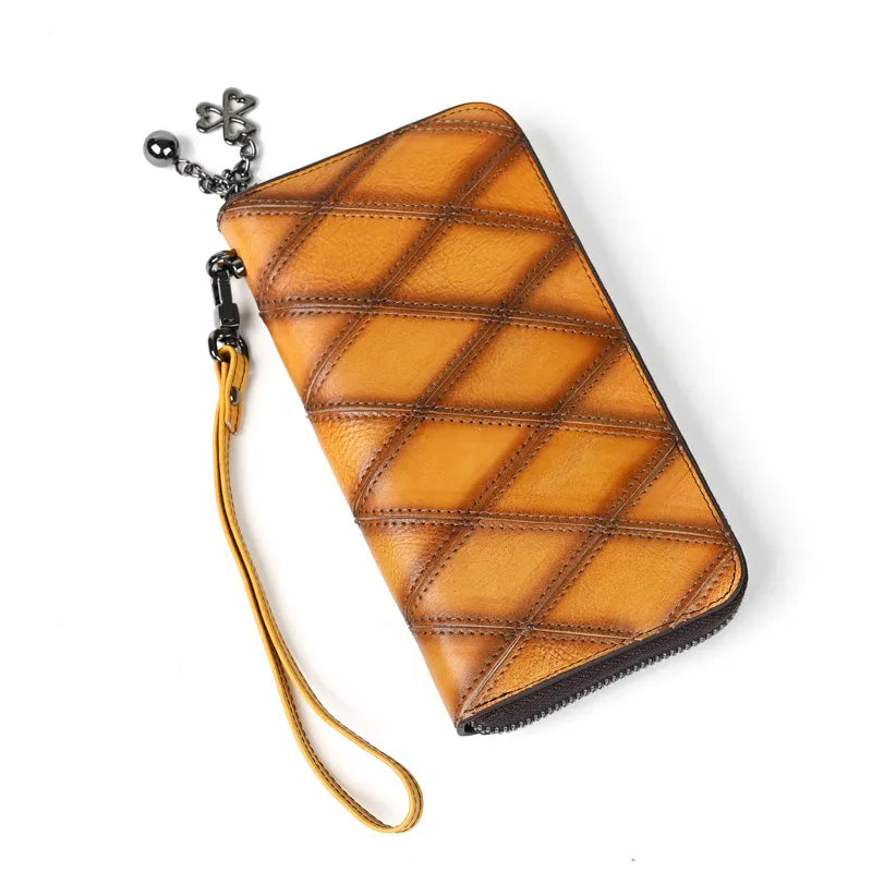 Damen Geldbörse mit Reißverschluss ⎜ Langes Design mit großer Kapazität und praktischem Handgelenkband