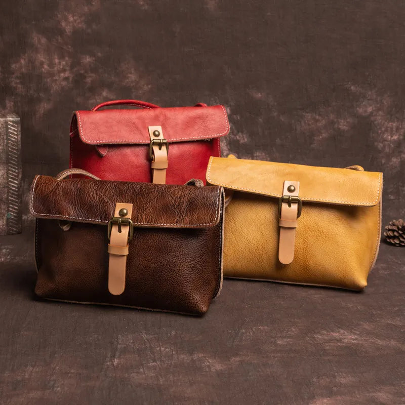 Leder-Umhängetasche für Damen ⎜ Retro-Stil mit weichem Leder und praktischer Verschlussklappe