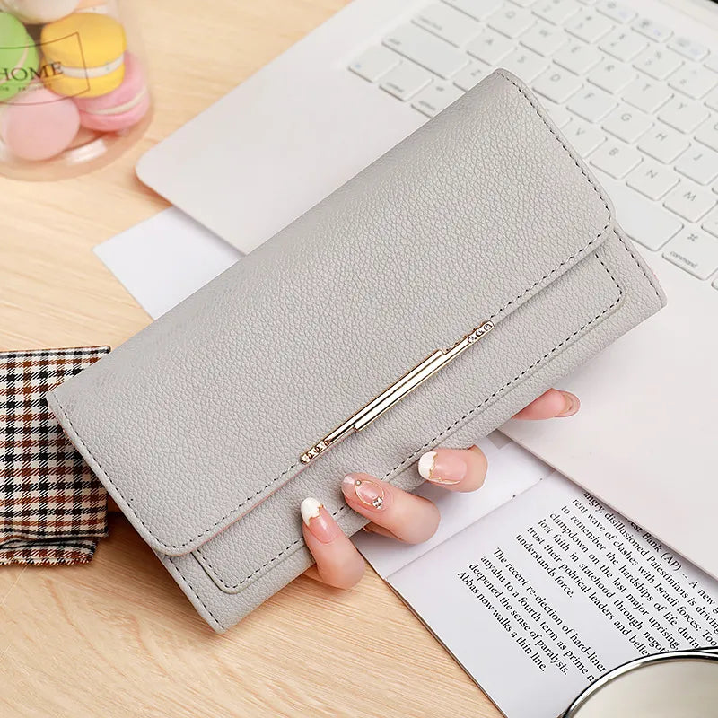 Damen Geldbörse im Tri-Fold Design ⎜ Kompakte Brieftasche mit Litchi-Muster und praktischem Innenfach-System