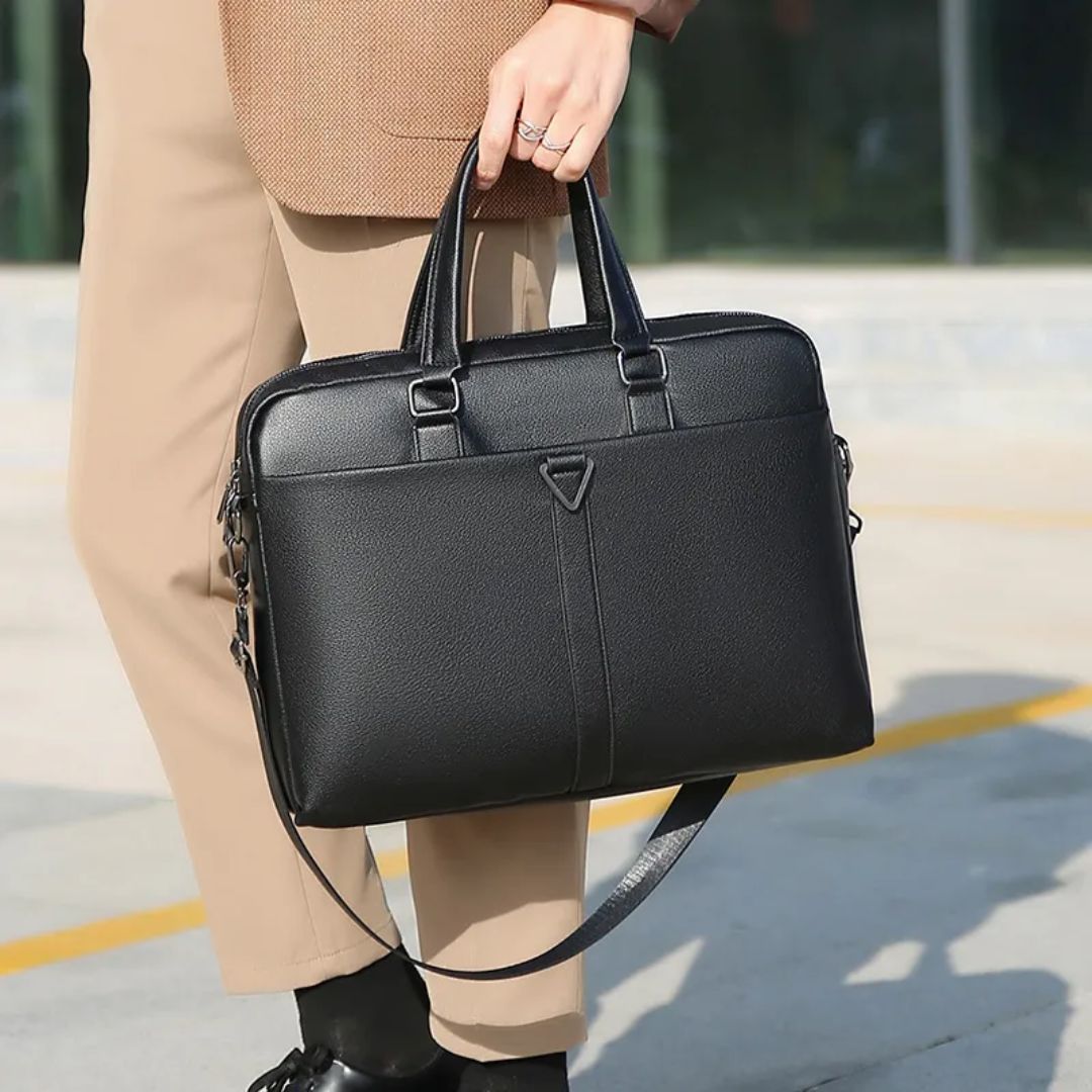 Laptoptasche für Herren ⎜ Strapazierfähige Aktentasche aus PU mit viel Stauraum und Umhängegurt