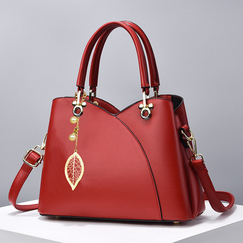 Elegante Handtasche für Damen ⎜ Modische Umhängetasche mit Kirschenanhänger