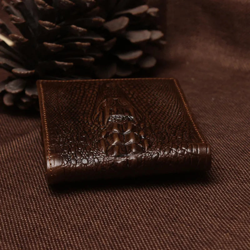 Herren Geldbörse im Krokodildesign ⎜ Robuste Retro-Brieftasche aus geprägtem Leder