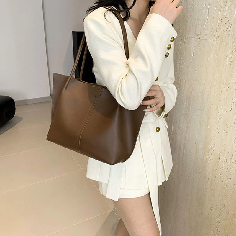 Retro Zwei-Teile Set ⎜ Elegante Tasche mit praktischer Kosmetiktasche und viel Stauraum