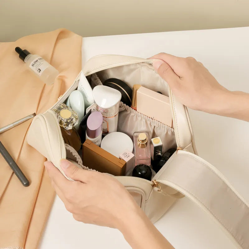 Kosmetiktasche für Damen ⎜ Modisches Kissen-Design mit Doppelreißverschluss und praktischem Innenfach