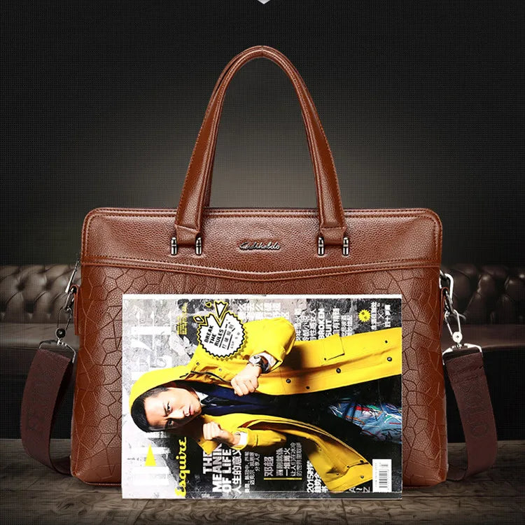 Business Aktentasche für Herren ⎜ Elegante Leder Schultertasche mit zusätzlichem Dokumenten- und Laptopfach