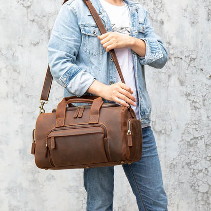 Leder Reisetasche für Herren ⎜ Robuste Handgefertigte Reisetasche mit großem Stauraum