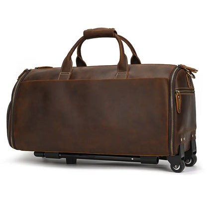Reisetasche aus Leder ⎜ Große Kapazität mit Rollfunktion für komfortable Reisen
