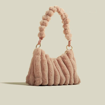 Plüsch Umhängetasche für Damen ⎜ Große Tasche mit weichem Material und stilvollem Design