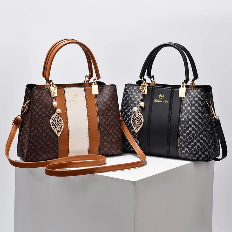 Elegante Schultertasche für Damen ⎜ Vielseitige Handtasche mit Kontrastfarben und großzügigem Stauraum