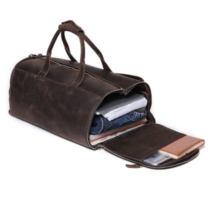 Reisetasche aus Leder ⎜ Große Kapazität mit praktischem Schultergurt und Retro-Design