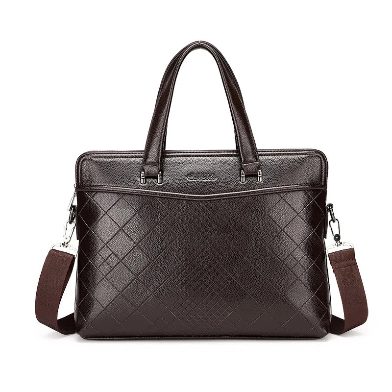Business Aktentasche für Herren ⎜ Elegante Leder Schultertasche mit zusätzlichem Dokumenten- und Laptopfach