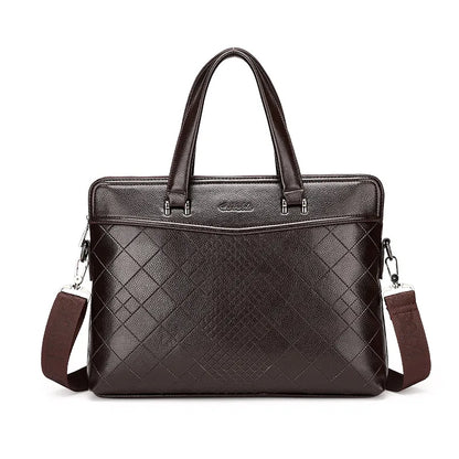Business Aktentasche für Herren ⎜ Elegante Leder Schultertasche mit zusätzlichem Dokumenten- und Laptopfach