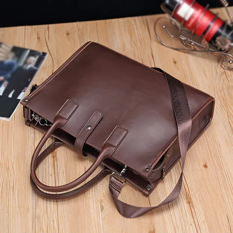 Leder Aktentasche für Herren ⎜ Stilvolle Business Umhängetasche mit robustem Tragegriff und eleganter Optik