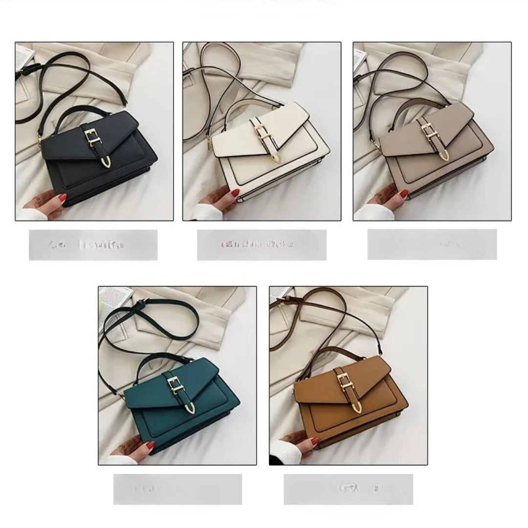 Schultertasche für Damen ⎜ Elegante Handtasche mit Goldener Schnalle und Verstellbarem Riemen