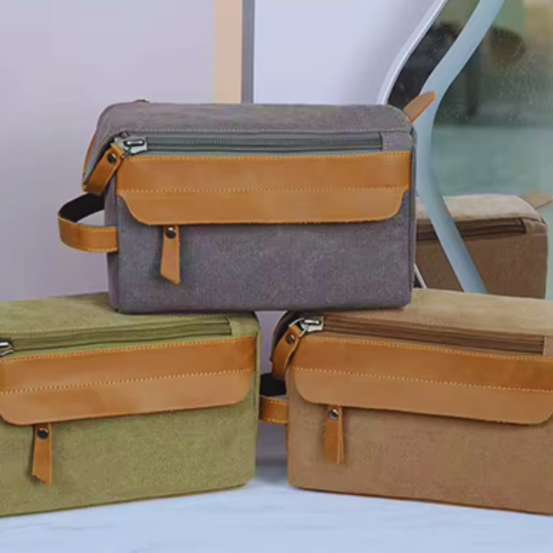 Kulturtasche für Herren ⎜ Robuste Reisetasche mit Großer Kapazität und Praktischem Reißverschlussfach