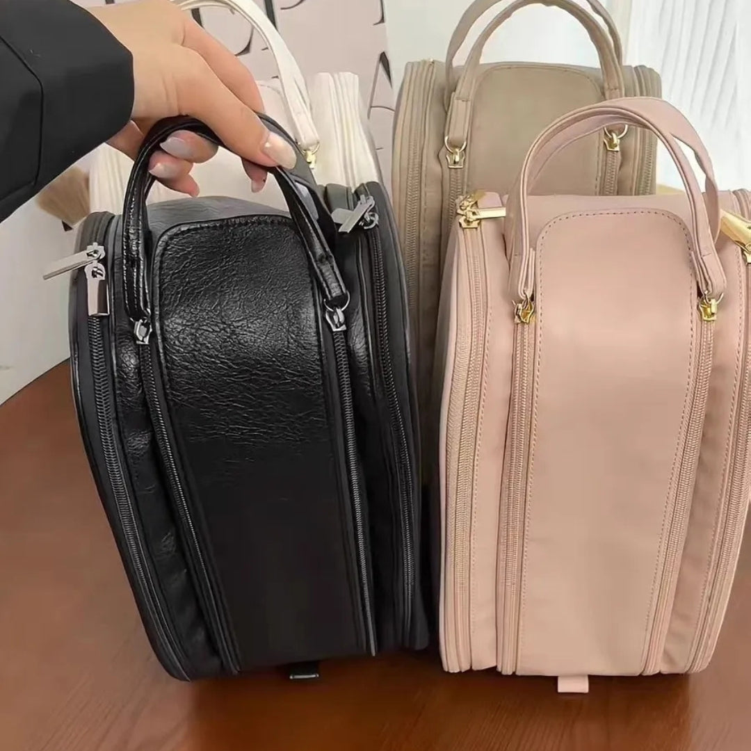 Kosmetiktasche für Damen ⎜ Große Reise-Tasche mit Doppelreißverschluss und Wasserabweisendem Material