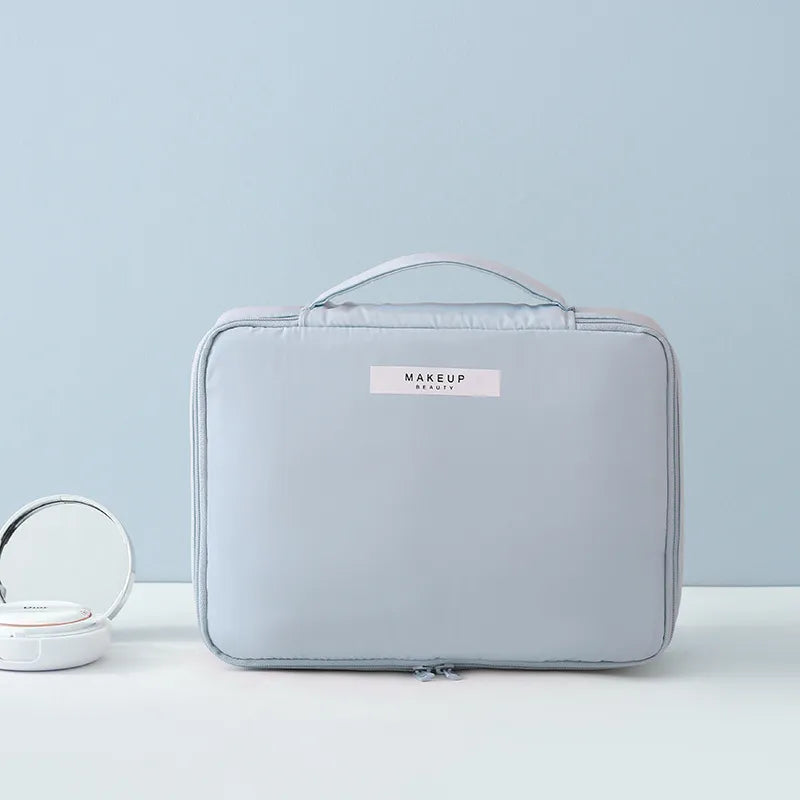 Kosmetiktasche für Damen ⎜ Reise-Organizer mit Fächern für Make-up und integrierter Pinselaufbewahrung