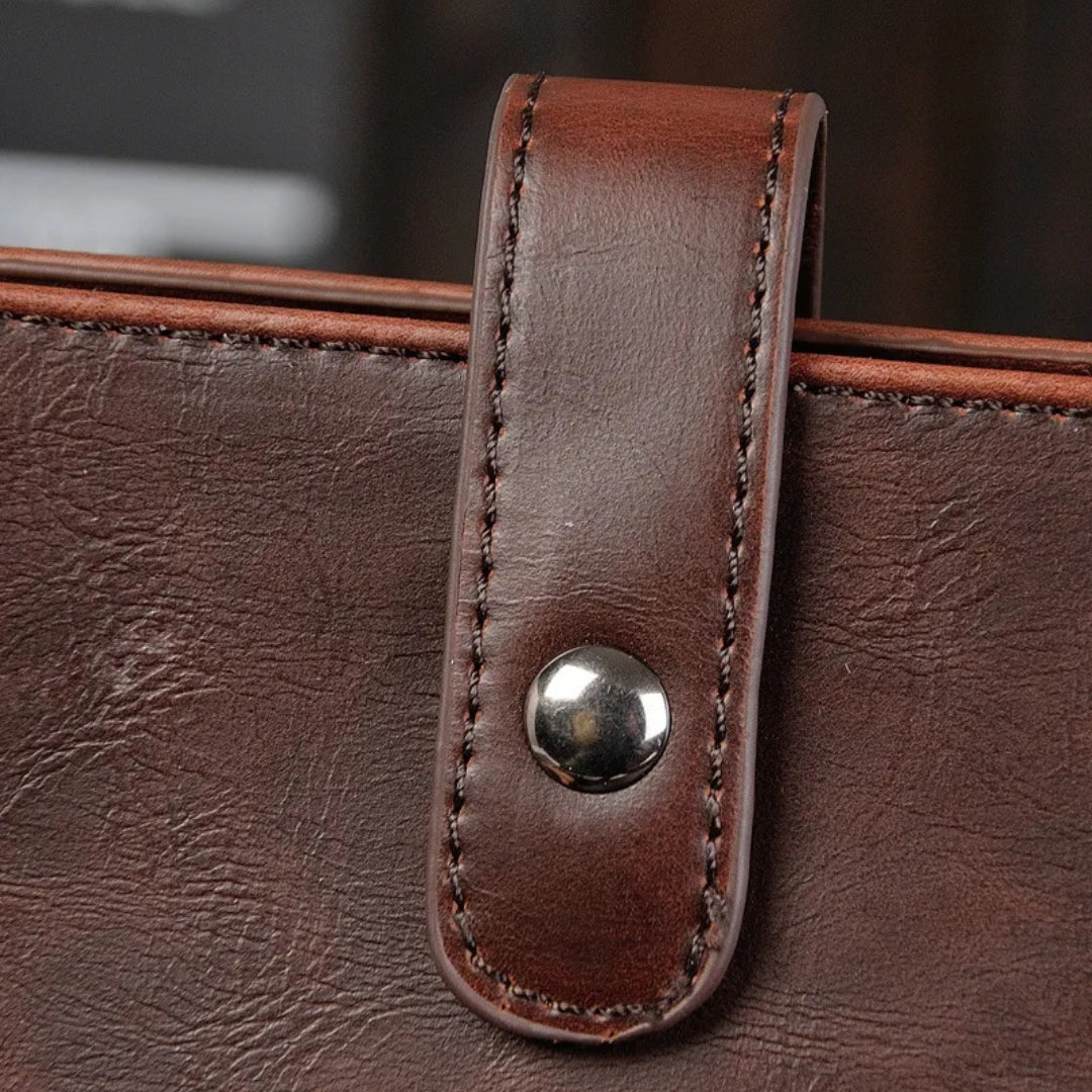 Umhängetasche für Herren ⎜ Retro-Schultertasche aus Kunstleder im Querformat mit Magnetverschluss