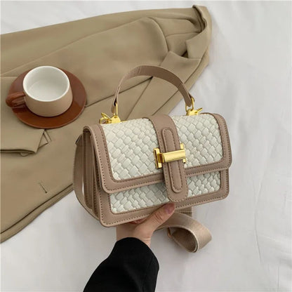Woven Umhängetasche für Damen ⎜ Kleine Tasche mit geflochtenem Design und praktischem Verschluss