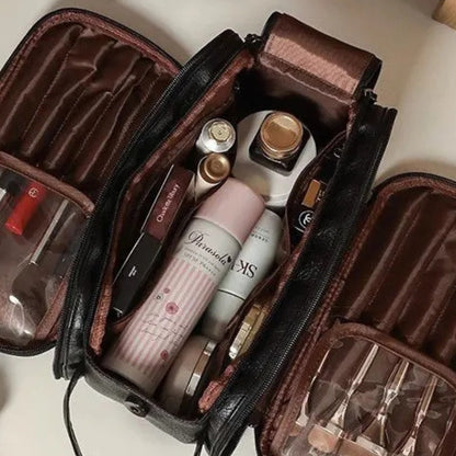 Kosmetiktasche für Damen ⎜ Große Reise-Tasche mit Doppelreißverschluss und Wasserabweisendem Material