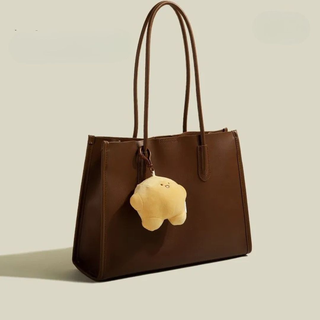 Große Handtasche für Damen ⎜ Praktisches Design mit niedlichem Anhänger und geräumigem Innenraum
