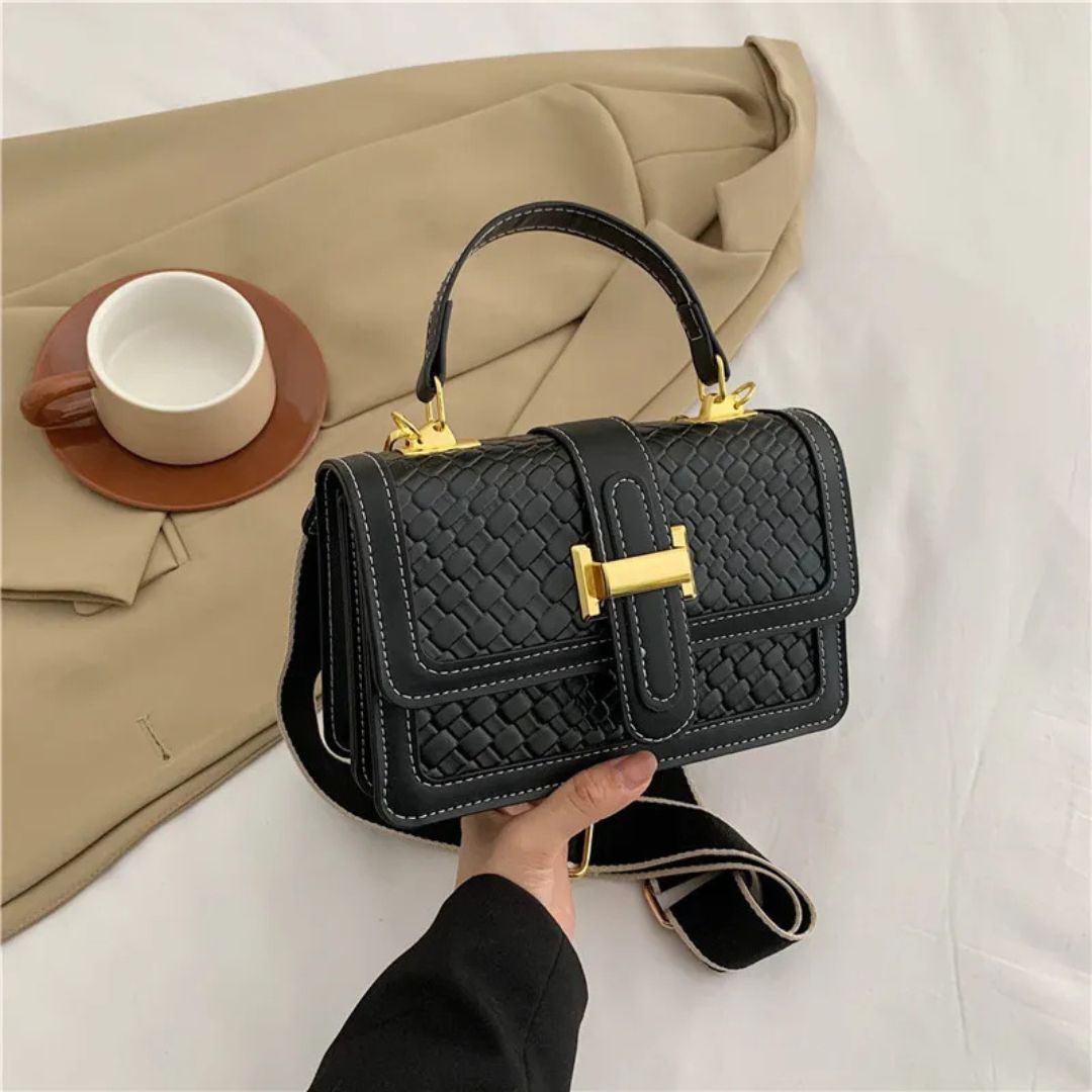 Woven Umhängetasche für Damen ⎜ Kleine Tasche mit geflochtenem Design und praktischem Verschluss