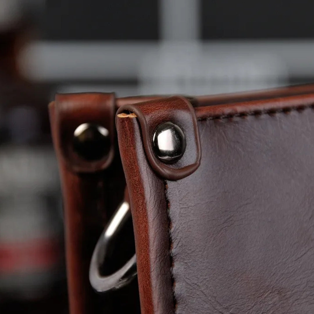 Umhängetasche für Herren ⎜ Retro-Schultertasche aus Kunstleder im Querformat mit Magnetverschluss