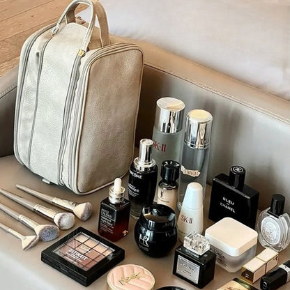 Kosmetiktasche für Damen ⎜ Große Reise-Tasche mit Doppelreißverschluss und Wasserabweisendem Material
