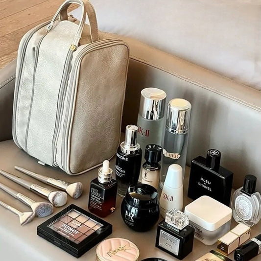 Kosmetiktasche für Damen ⎜ Große Reise-Tasche mit Doppelreißverschluss und Wasserabweisendem Material