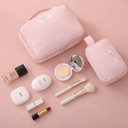 Kosmetiktasche für Damen ⎜ Reise-Organizer mit Fächern für Make-up und integrierter Pinselaufbewahrung