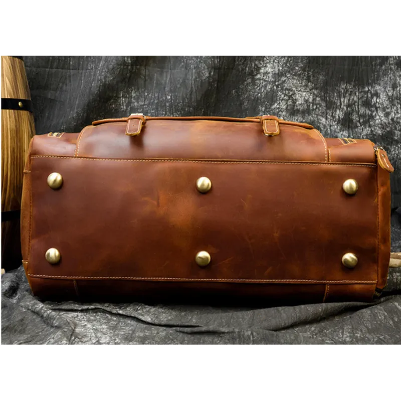 Reisetasche für Herren aus Leder ⎜ Vintage Weekender mit Schultergurt und großem Stauraum
