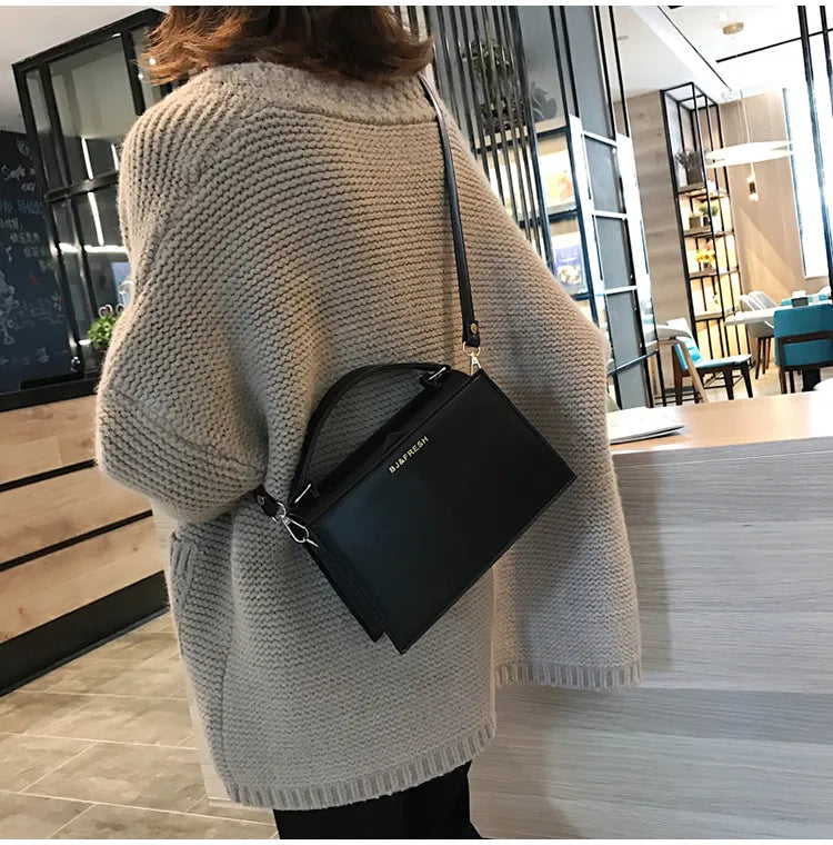 Schultertasche für Damen ⎜ Stilvolle Tasche im rechteckigen Design mit abnehmbarem Schulterriemen