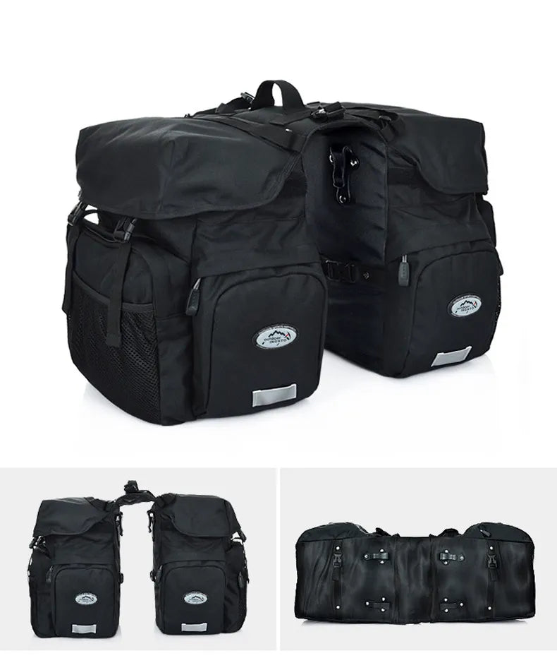 Fahrradtasche für Gepäckträger ⎜ Große Doppeltasche mit Seitentaschen und wasserabweisendem Innenfach