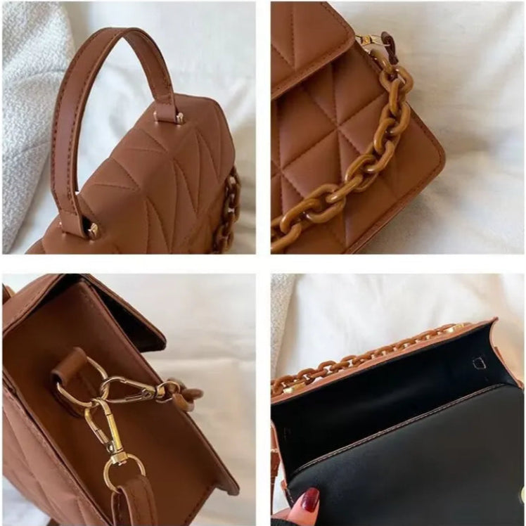 Kleine Umhängetasche mit Kette ⎜ Modernes Design mit strukturiertem Muster und Kettenriemen
