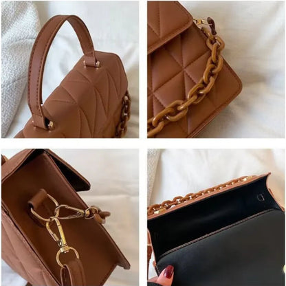 Kleine Umhängetasche mit Kette ⎜ Modernes Design mit strukturiertem Muster und Kettenriemen