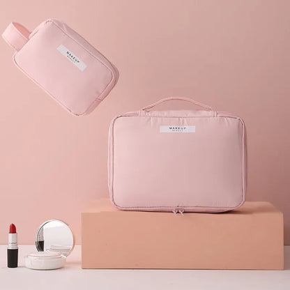 Kosmetiktasche für Damen ⎜ Reise-Organizer mit Fächern für Make-up und integrierter Pinselaufbewahrung