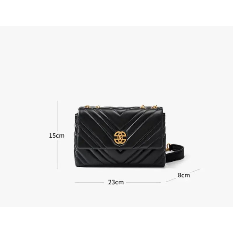 Schultertasche im Diamantstepp-Design ⎜ Elegantes Accessoire mit goldener Kette für stilvolle Auftritte