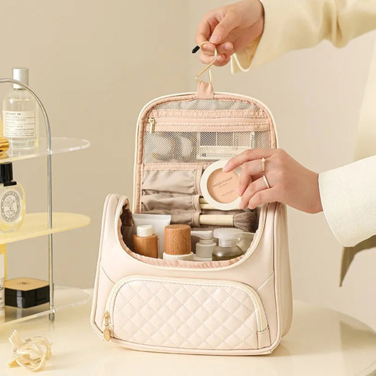 Kosmetiktasche für Damen ⎜ Große Kapazität mit Gesteppter Oberfläche und Praktischem Tragegriff für Unterwegs
