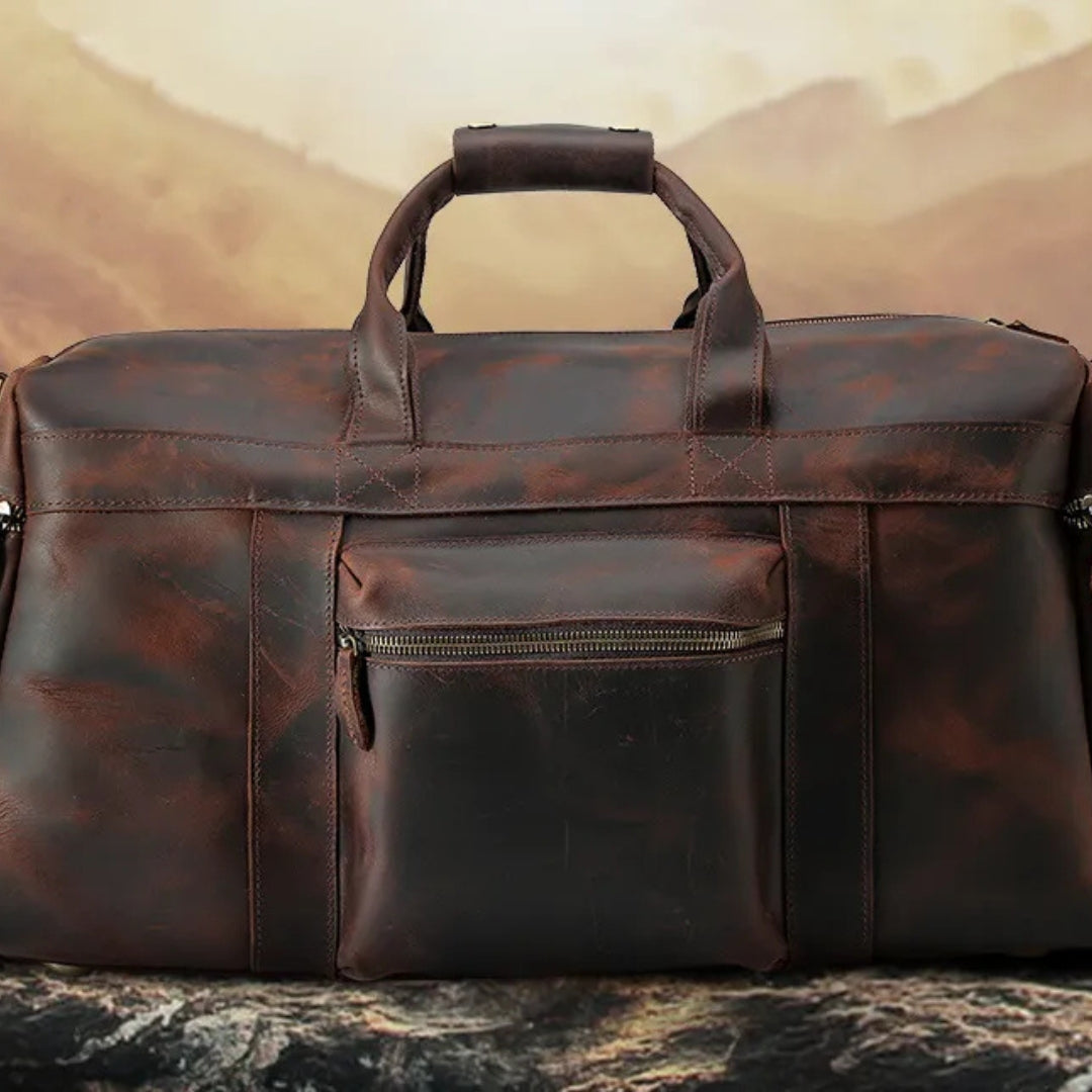 Reisetasche für Herren ⎜ Vintage-Leder mit großzügigem Stauraum und praktischen Fächern