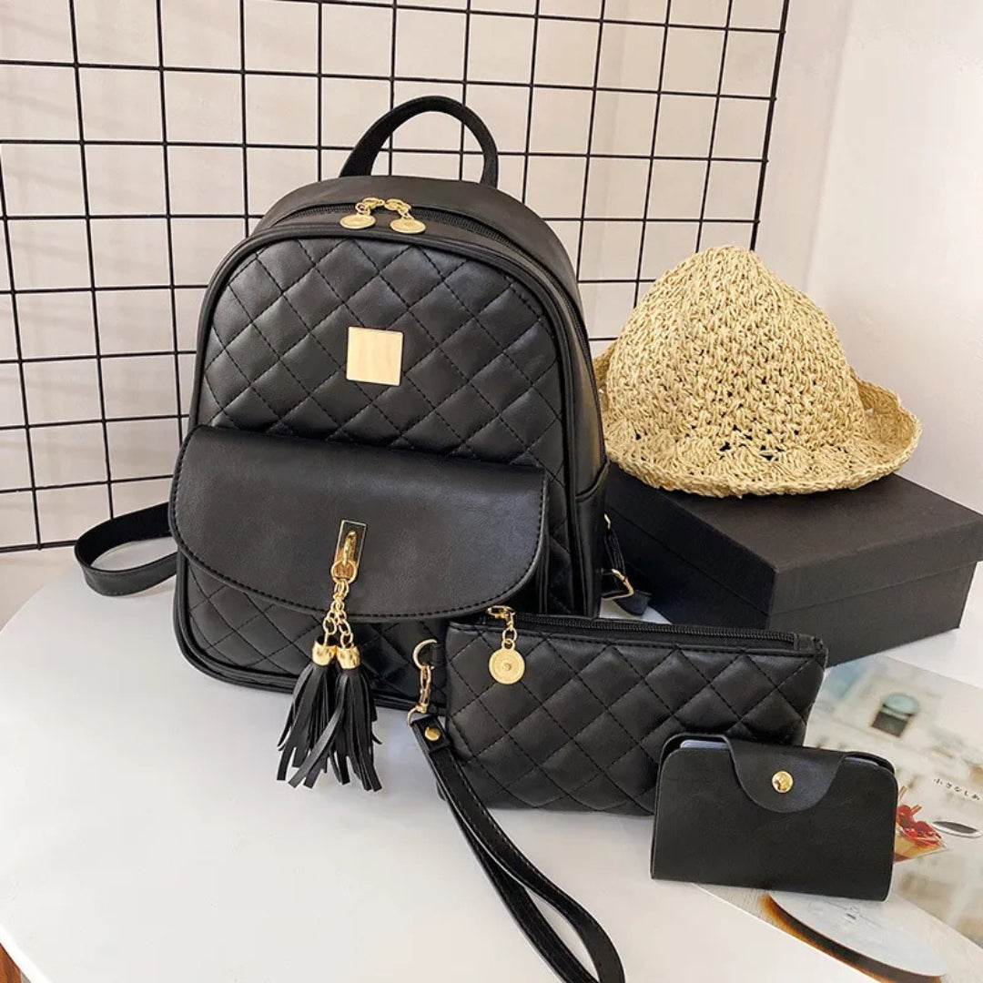 Damen Rucksack Set ⎜ Geräumiger Freizeit-Rucksack mit Tasche und Praktischen Fächern