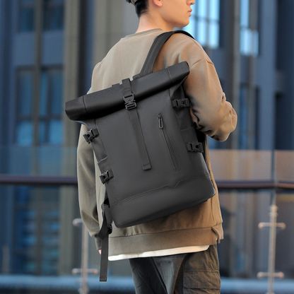 Rolltop Rucksack für Herren ⎜ Moderner Business-Rucksack für Arbeit, Reisen und Freizeit