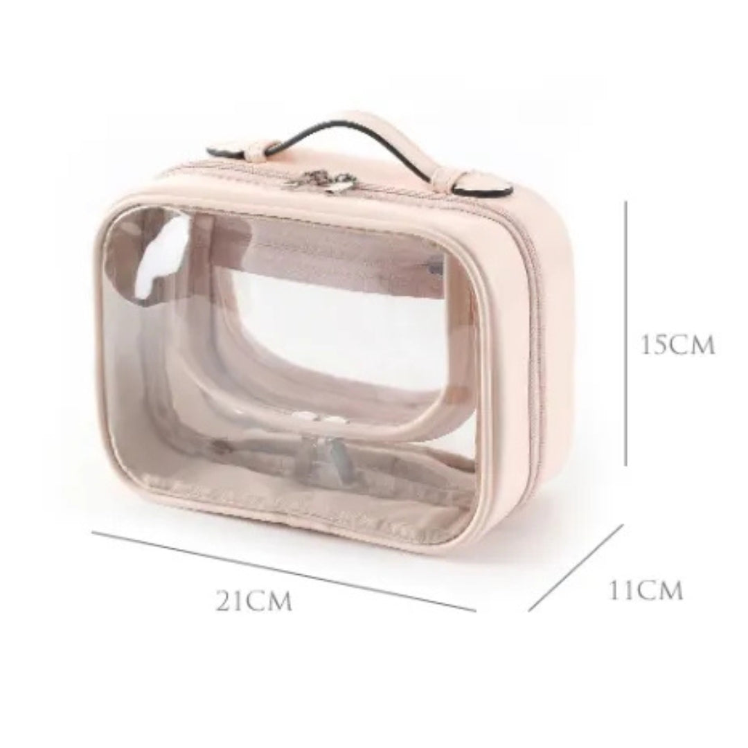 Kosmetiktasche für Damen ⎜ Transparente Hartschale mit Reißverschluss und Praktischem Tragegriff für Reisen