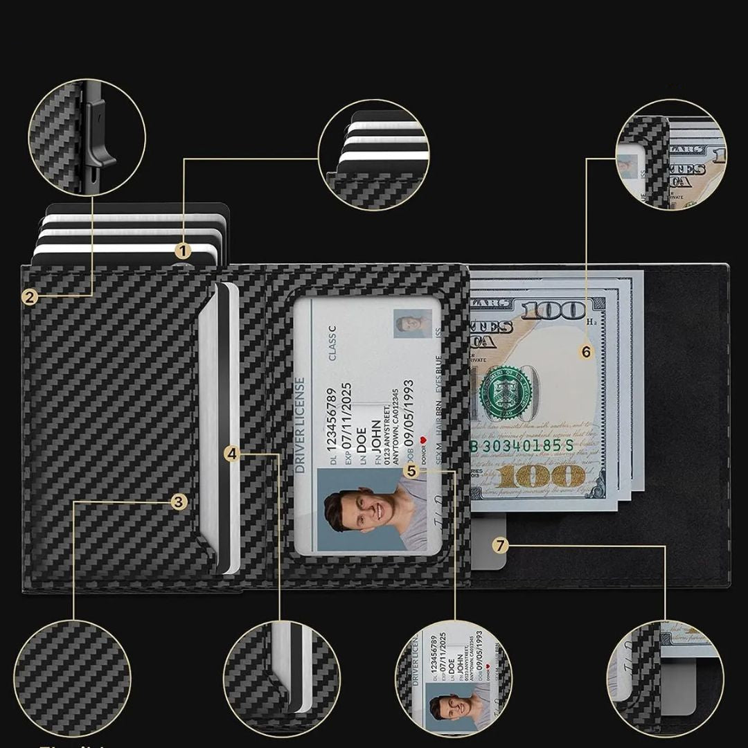 RFID-Kartenhalter für Herren ⎜ Ultrathin Carbon-Geldbörse mit einfachem Zugang und Platz für mehrere Karten