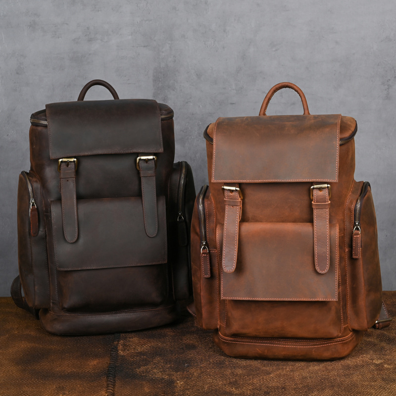 Lederrucksack für Herren ⎜ Robuster Tagesrucksack mit Laptopfach und viel Stauraum